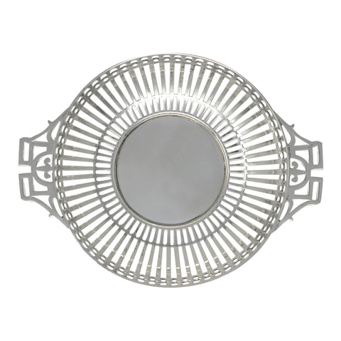 1908 Antique Edwardian Era Sterling Silver Pierced Dish Silversmiths Mappin & Webb Ltd Birmingham Hallmarks