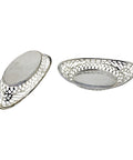 1908 Antique Edwardian Era Sterling Silver Pierced Pair Bon Bon Dish Maker Levi & Salaman Birmingham Hallmarks