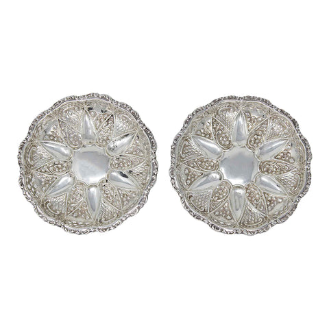 1908 Antique Edwardian Era Sterling Silver Pierced Pair Bon Bon Dish Silversmith William Devenport Birmingham Hallmarks