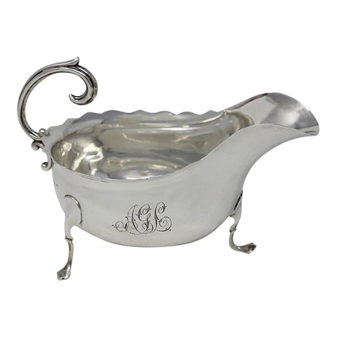 1908 Antique Edwardian Era Sterling Silver Sauce Boat Silversmith William Hutton & Sons Ltd Birmingham Hallmarks