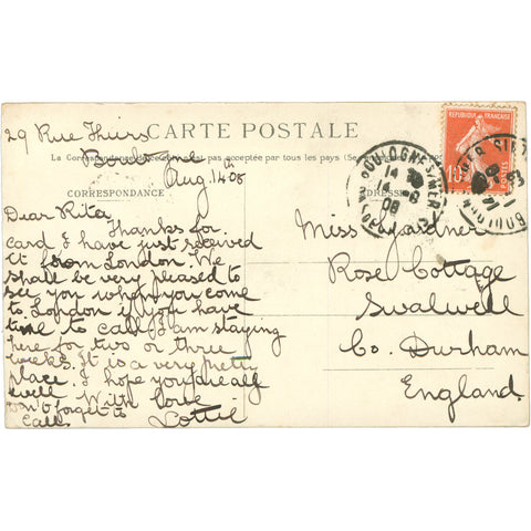 1908 Boulogne - sur - Mer, France – Interior of the Cathedral Postcard