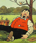 1908 Antique Comic Postcard Suburban Life Tired Weeding