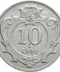 1909 10 Heller Austria – Habsburg Franz Joseph I Coin