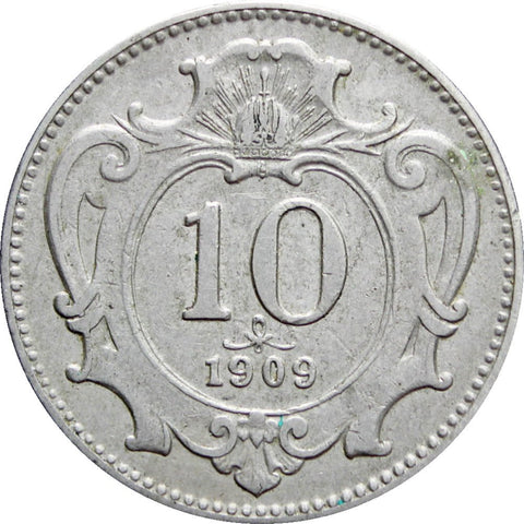 1909 10 Heller Austria – Habsburg Franz Joseph I Coin