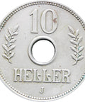 1909 10 Heller German East Africa Wilhelm II Coin Mint Hamburg
