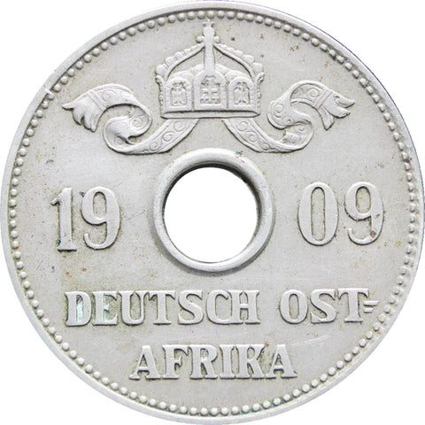 1909 10 Heller German East Africa Wilhelm II Coin Mint Hamburg