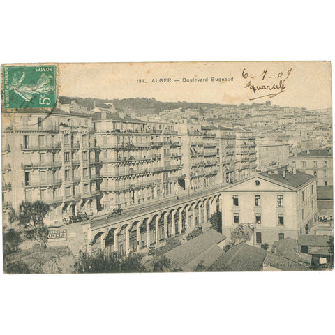 1909 Algiers, Algeria General View Boulevard Bugeaud Postcard