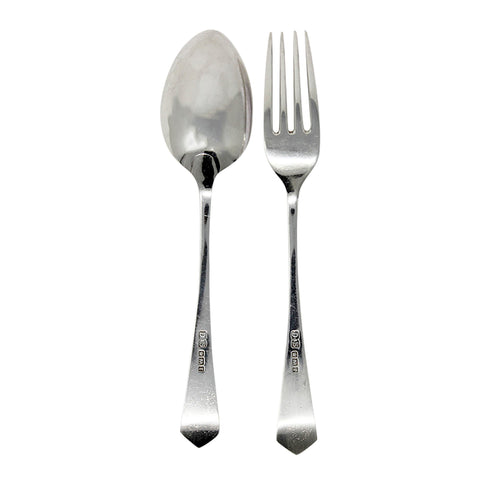 1909 Antique Edwardian Era Cutlery Set Spoon & Fork with Original Case Silversmith Duncan & Scobbie Sheffield Hallmarks