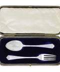 1909 Antique Edwardian Era Cutlery Set Spoon & Fork with Original Case Silversmith Duncan & Scobbie Sheffield Hallmarks