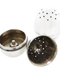 1909 Antique Edwardian Era Egg Shaped Sterling Silver Pair Pepper and Salt Shakers Silversmith Charles Wilkes Birmingham Hallmarks
