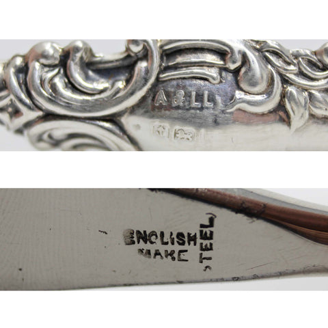 1909 Antique Edwardian Era Sterling Silver Handles Shoe horn and Button hook with original Case Silversmith Adie & Lovekin Ltd Birmingham Hallmarks