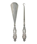 1909 Antique Edwardian Era Sterling Silver Handles Shoe horn and Button hook with original Case Silversmith Adie & Lovekin Ltd Birmingham Hallmarks