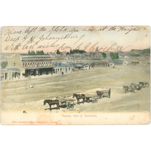 1909 Germiston, South Africa Gold Rush Era Postcard