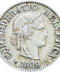 1909 Switzerland 5 Rappen Coin