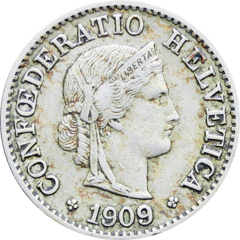1909 Switzerland 5 Rappen Coin