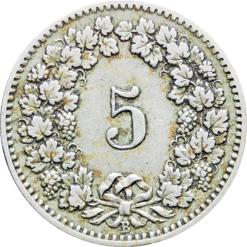 1909 Switzerland 5 Rappen Coin