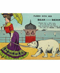 1909 Antique Comic Flossie with her bear behind Postcard