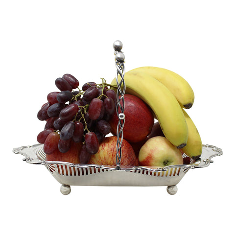1910 Antique Edwardian Era Large Sterling Silver Pierced Fruit Basket Silversmith Joseph Gloster Ltd Birmingham Hallmarks