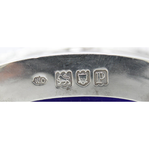 1910 Antique Edwardian Era Pair Sterling Silver Salt Cellars with pierced sides Silversmith William Comyns & Sons London Hallmarks