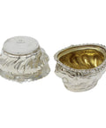 1910 Antique Edwardian Era Pair Sterling Silver Salts Silversmiths Thomas White Birmingham Hallmarks
