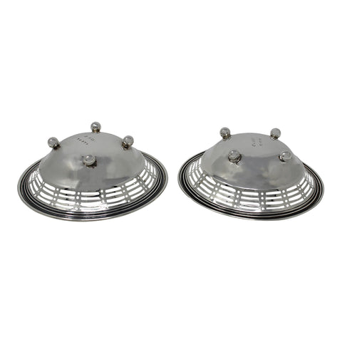 1910 Antique Edwardian Era Set Two Sterling Silver Pierced Bon Bon Dishes Silversmith William Hutton & Sons Ltd Birmingham Hallmarks