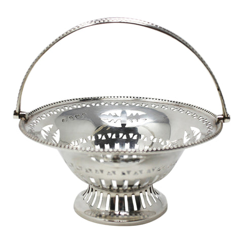 1910 Antique Edwardian Era Sterling Silver Basket Bon Bon Dish Silversmith Richard Marting and Ebenezer Hall (Martin, Hall & Co Ltd) Birmingham Hallmarks