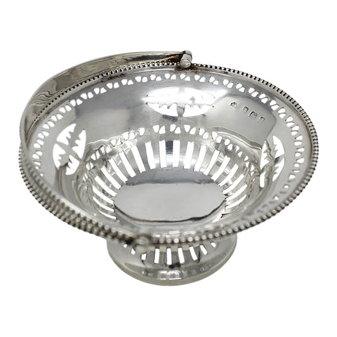 1910 Antique Edwardian Era Sterling Silver Basket Bon Bon Dish Silversmith Richard Marting and Ebenezer Hall (Martin, Hall & Co Ltd) Birmingham Hallmarks