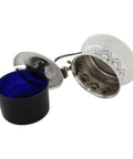 1910 Antique Edwardian Era Sterling Silver Mustard Pot with Blue Glass Liner Silversmiths John Rose Birmingham Hallmarks