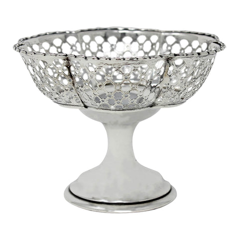 1910 Antique Edwardian Era Sterling Silver Pierced Bon Bon Dish Silversmith W J Myatt & Co Birmingham Hallmarks