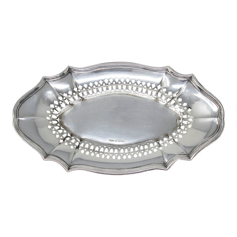 1910 Antique Edwardian Era Sterling Silver Pierced Dish Silversmith Marks & Cohen (Walter Henry Marks & Samuel Tobias Cohen) Birmingham Hallmarks