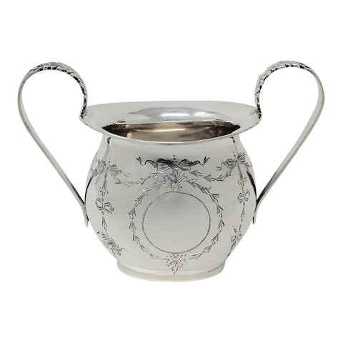 1910 Antique Edwardian Era Sterling Silver Sugar Bowl Silversmith George Nathan & Ridley Hayes Birmingham Hallmarks