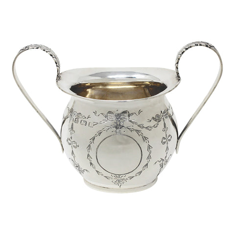 1910 Antique Edwardian Era Sterling Silver Sugar Bowl Silversmith George Nathan & Ridley Hayes Birmingham Hallmarks