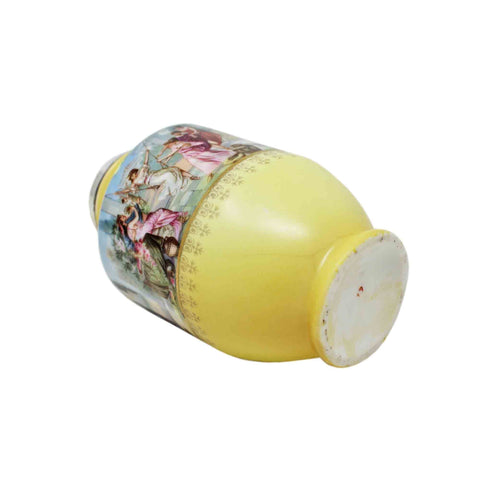 1910 Antique Posy Vase Austrian Style Edwardian Era Sterling Silver Topped Maker William Henry Sparrow London Hallmarks Porcelain