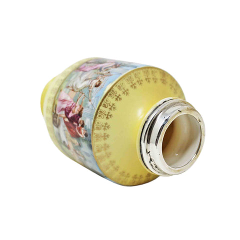 1910 Antique Posy Vase Austrian Style Edwardian Era Sterling Silver Topped Maker William Henry Sparrow London Hallmarks Porcelain