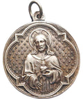 1910’s Antique Religious France Jesus Christ Mary Medal Signed Penin Silver - plated