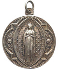 1910’s Antique Religious France Jesus Christ Mary Medal Signed Penin Silver - plated