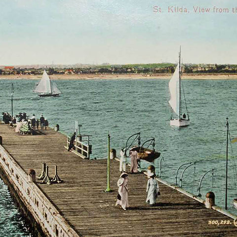 1910s Australia Melbourne St. Kilda, view from the Pier Postcard