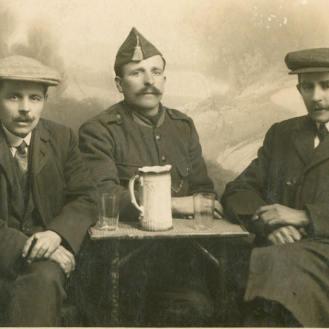 1910s Belgian Soldier and Friends Group Photo Postcard