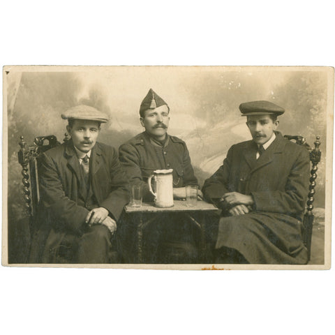 1910s Belgian Soldier and Friends Group Photo Postcard