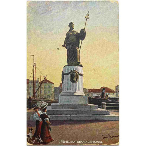1914 Antique Memel National –Denkmal mit Borse Prussia Germany Lithuania Postcard