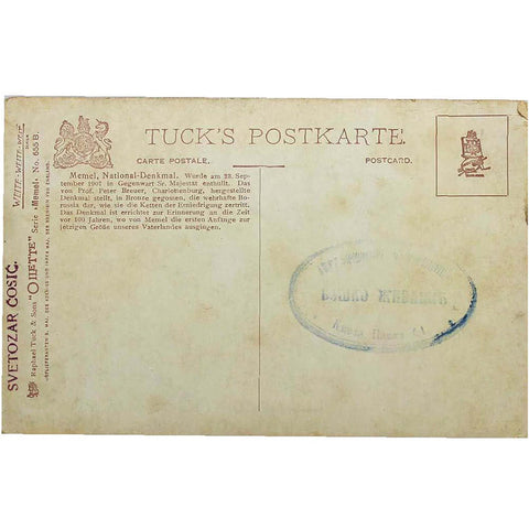 1914 Antique Memel National –Denkmal mit Borse Prussia Germany Lithuania Postcard