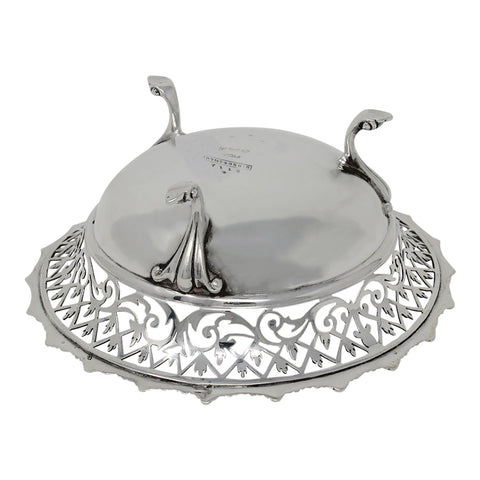 1911 Antique Edwardian Era Sterling Silver Pierced Bowl Silversmiths James Dixon & Sons Ltd Sheffield Hallmarks