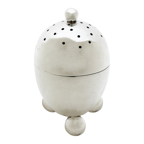 1911 Antique George V Era Egg Shaped Sterling Silver Pepper or Salt Shaker Sheffield Hallmarks
