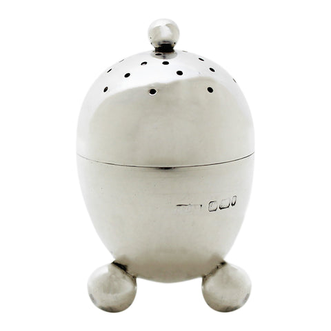 1911 Antique George V Era Egg Shaped Sterling Silver Pepper or Salt Shaker Sheffield Hallmarks