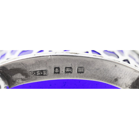 1911 Antique George V Era Pair Sterling Silver Salt Cellars with pierced sides Silversmith E S Barnsley & Co (Edward Souter Barnsley) Birmingham Hallmarks