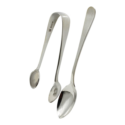 1911 Antique George V Era Set Six Sterling Silver Tea Spoons and Sugar Tongs with Box Silversmith Fenton Brothers Ltd Sheffield Hallmarks