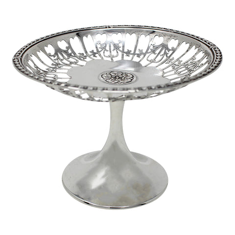 1911 Antique George V Era Sterling Silver Pierced Dish Decorated with Yorkshire Rose Silversmith John Round & Son Ltd (Joseph Ridge) Sheffield Hallmarks