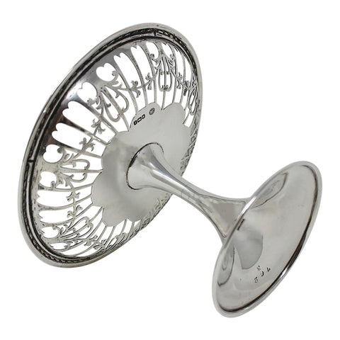 1911 Antique George V Era Sterling Silver Pierced Dish Decorated with Yorkshire Rose Silversmith John Round & Son Ltd (Joseph Ridge) Sheffield Hallmarks