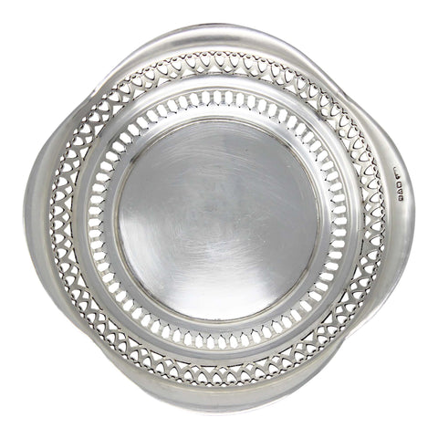 1911 Antique George V Era Sterling Silver Pierced Dish Silversmith Samuel M Levi Chester Hallmarks