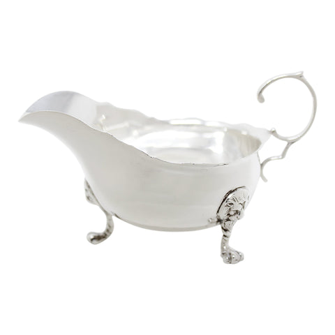 1911 Antique George V Era Sterling Silver Sauce Boat with Lion Head Legs London Hallmarks